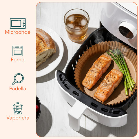 Conjunto de 100 un. de papel vegetal para fritadeira de ar quente - impermeável e resistente ao calor