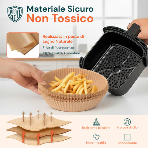 Conjunto de 100 un. de papel vegetal para fritadeira de ar quente - impermeável e resistente ao calor
