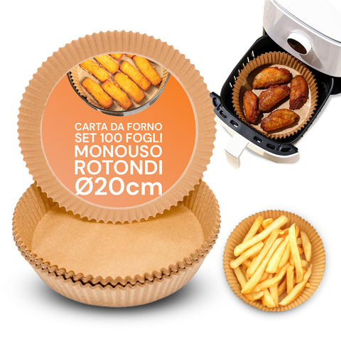 Conjunto de 100 un. de papel vegetal para fritadeira de ar quente - impermeável e resistente ao calor