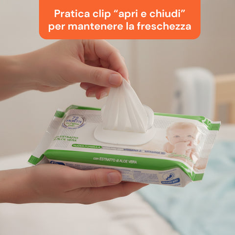 Toalhitas para bebé 72 / 864 unid. – Macias, com textura de favo de mel, fragrância de leite de aveia e arroz, aloé ou creme de talco