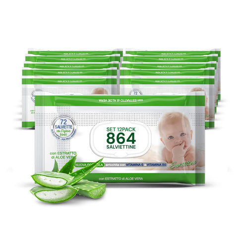 Toalhitas para bebé 72 / 864 unid. – Macias, com textura de favo de mel, fragrância de leite de aveia e arroz, aloé ou creme de talco