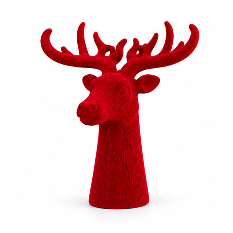 Cabeça de veado decorativa com efeito de veludo 32x20x28h cm | peça decorativa de design moderno em 6 cores para casa, escritório e loja