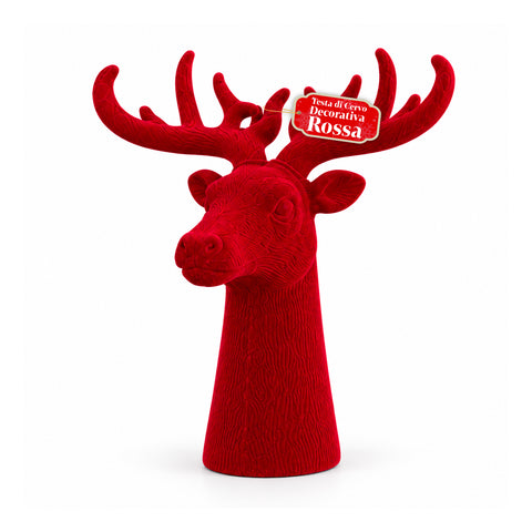 Cabeça de veado decorativa com efeito de veludo 32x20x28h cm | peça decorativa de design moderno em 6 cores para casa, escritório e loja