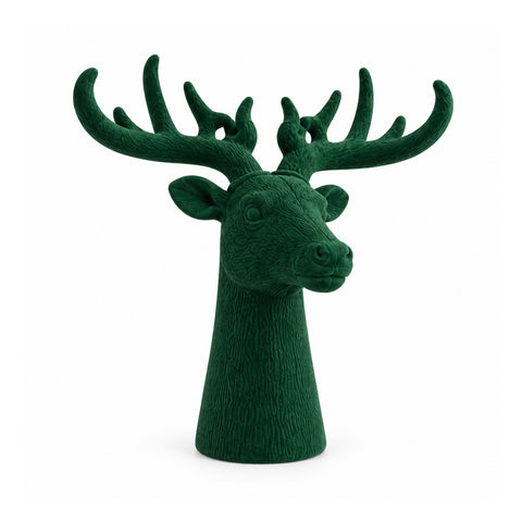 Cabeça de veado decorativa com efeito de veludo 32x20x28h cm | peça decorativa de design moderno em 6 cores para casa, escritório e loja