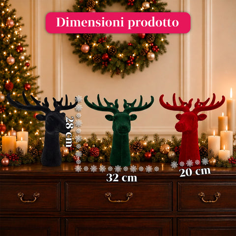 Cabeça de veado decorativa com efeito de veludo 32x20x28h cm | peça decorativa de design moderno em 6 cores para casa, escritório e loja