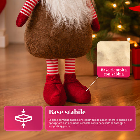 Gnomo natalício em forma de cogumelo com barba, 50 cm, ornamento decorativo de Natal