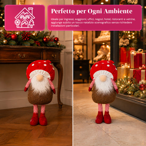 Gnomo natalício em forma de cogumelo com barba, 50 cm, ornamento decorativo de Natal