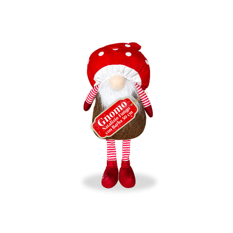 Gnomo natalício em forma de cogumelo com barba, 50 cm, ornamento decorativo de Natal