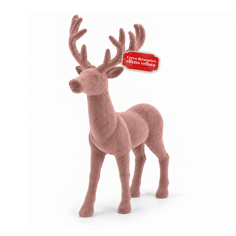 Veado decorativo de 33x44h cm com efeito de veludo, estatueta de rena com design moderno para casa, escritório e montras, decoração de Natal, 6 variantes de cor