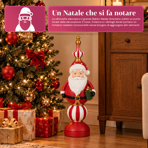 Estatueta de Natal de 76 cm em resina, decoração de Pai Natal e soldadinho Quebra-Nozes, branca ou vermelha