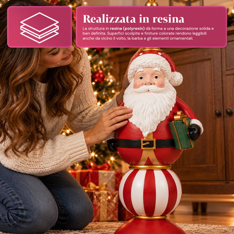 Estatueta de Natal de 76 cm em resina, decoração de Pai Natal e soldadinho Quebra-Nozes, branca ou vermelha