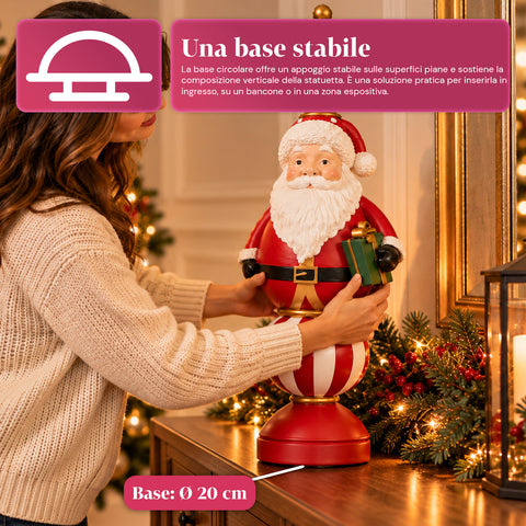 Estatueta de Natal de 76 cm em resina, decoração de Pai Natal e soldadinho Quebra-Nozes, branca ou vermelha