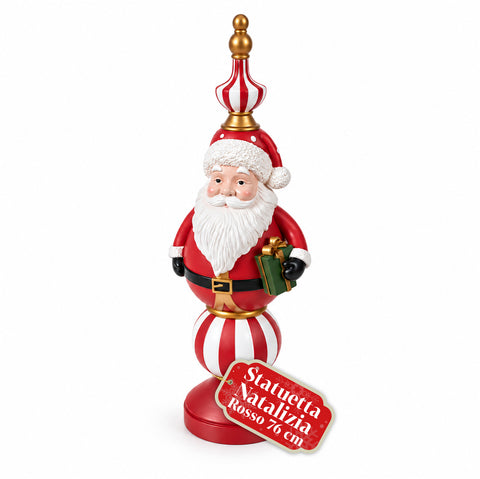 Estatueta de Natal de 76 cm em resina, decoração de Pai Natal e soldadinho Quebra-Nozes, branca ou vermelha