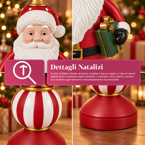 Estatueta de Natal de 76 cm em resina, decoração de Pai Natal e soldadinho Quebra-Nozes, branca ou vermelha