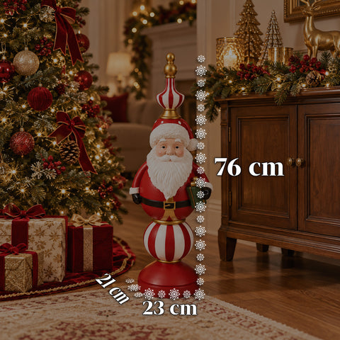 Estatueta de Natal de 76 cm em resina, decoração de Pai Natal e soldadinho Quebra-Nozes, branca ou vermelha
