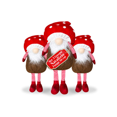 Gnomo natalício em forma de cogumelo com barba, 50 cm, ornamento decorativo de Natal