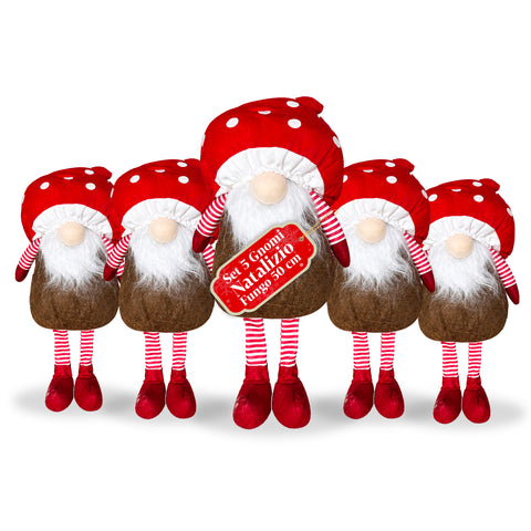 Gnomo natalício em forma de cogumelo com barba, 50 cm, ornamento decorativo de Natal