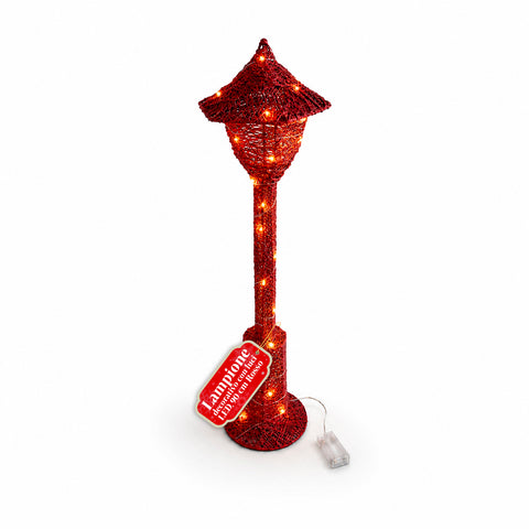 Candeeiro de rua decorativo de Natal, 90 cm, com purpurina e luzes LED –  3 cores