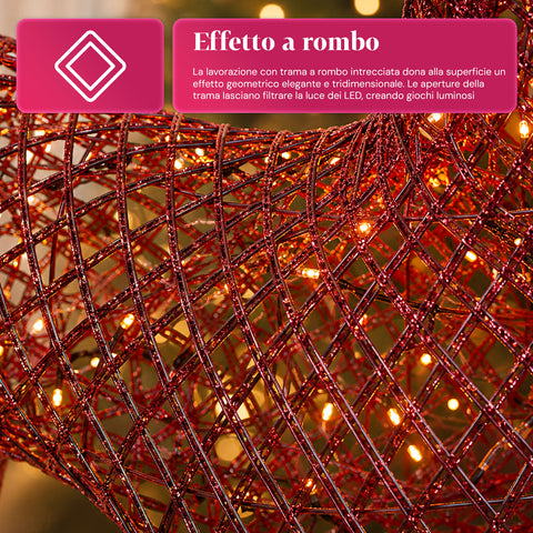 Rena luminosa com purpurina, 90 cm, com LED de luz quente | decoração natalícia em vime – 2 acabamentos, 3 cores