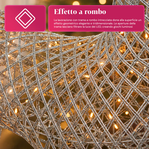 Rena luminosa com purpurina, 90 cm, com LED de luz quente | decoração natalícia em vime – 2 acabamentos, 3 cores