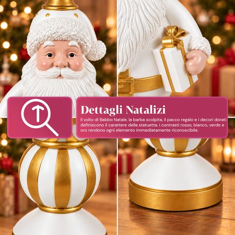 Estatueta de Natal de 76 cm em resina, decoração de Pai Natal e soldadinho Quebra-Nozes, branca ou vermelha