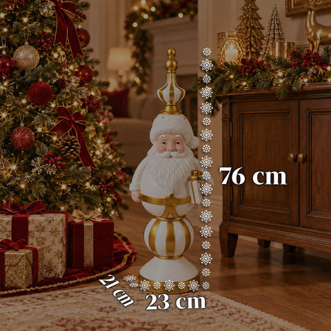 Estatueta de Natal de 76 cm em resina, decoração de Pai Natal e soldadinho Quebra-Nozes, branca ou vermelha