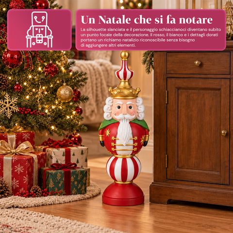 Estatueta de Natal de 76 cm em resina, decoração de Pai Natal e soldadinho Quebra-Nozes, branca ou vermelha