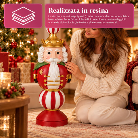 Estatueta de Natal de 76 cm em resina, decoração de Pai Natal e soldadinho Quebra-Nozes, branca ou vermelha