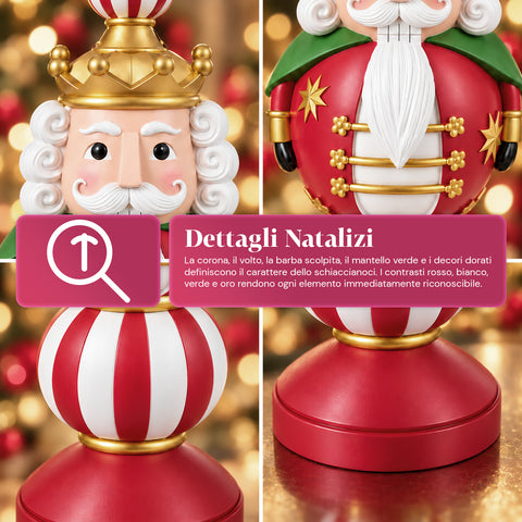 Estatueta de Natal de 76 cm em resina, decoração de Pai Natal e soldadinho Quebra-Nozes, branca ou vermelha