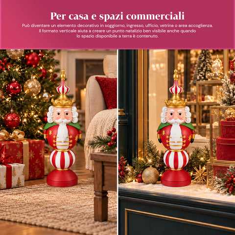 Estatueta de Natal de 76 cm em resina, decoração de Pai Natal e soldadinho Quebra-Nozes, branca ou vermelha