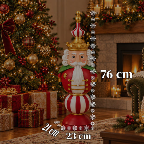 Estatueta de Natal de 76 cm em resina, decoração de Pai Natal e soldadinho Quebra-Nozes, branca ou vermelha