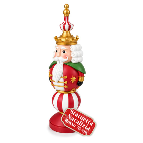 Estatueta de Natal de 76 cm em resina, decoração de Pai Natal e soldadinho Quebra-Nozes, branca ou vermelha