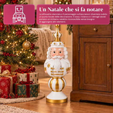 Estatueta de Natal de 76 cm em resina, decoração de Pai Natal e soldadinho Quebra-Nozes, branca ou vermelha