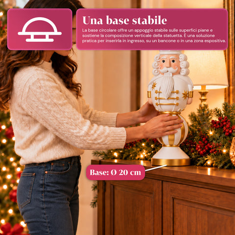 Estatueta de Natal de 76 cm em resina, decoração de Pai Natal e soldadinho Quebra-Nozes, branca ou vermelha