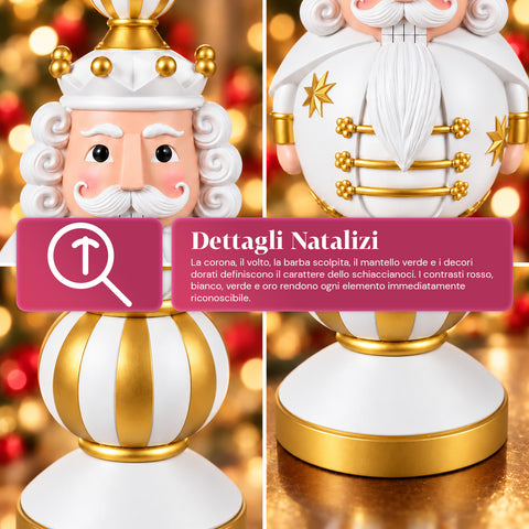 Estatueta de Natal de 76 cm em resina, decoração de Pai Natal e soldadinho Quebra-Nozes, branca ou vermelha