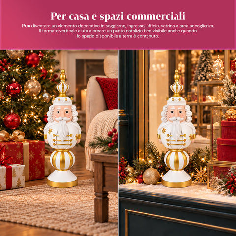 Estatueta de Natal de 76 cm em resina, decoração de Pai Natal e soldadinho Quebra-Nozes, branca ou vermelha