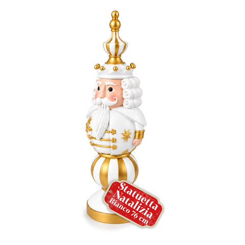 Estatueta de Natal de 76 cm em resina, decoração de Pai Natal e soldadinho Quebra-Nozes, branca ou vermelha