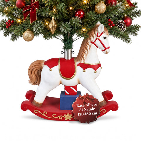 Base per Albero di Natale Decorativa fino a 180 cm – 7 Soggetti Dipinti a Mano in Ferro e Magnesio, Modelli con Luci LED, Aggancio Ø 4 cm