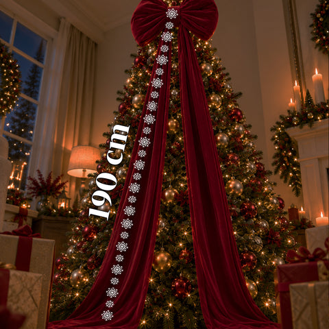 Laço grande de veludo vermelho, 190 cm – ornamento almofadado com gancho, decoração para porta, árvore e interiores