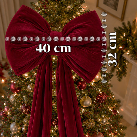Laço grande de veludo vermelho, 190 cm – ornamento almofadado com gancho, decoração para porta, árvore e interiores