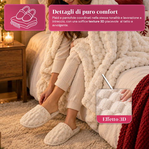 Conjunto de manta e pantufas macias e aconchegantes | manta macia 130x160 cm, pantufas de tamanho único, 4 cores