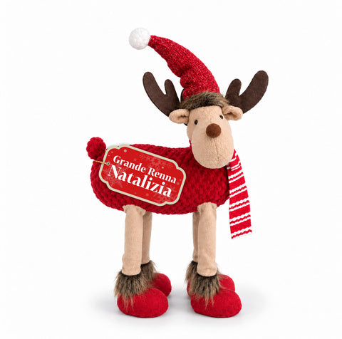 Rena natalícia grande de 63 cm em peluche macio – decoração de Natal com patas pesadas | 4 cores