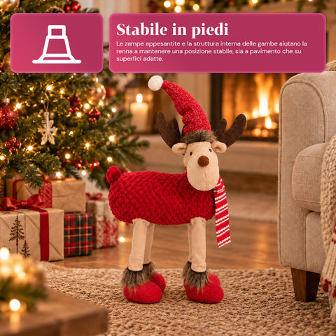 Rena natalícia grande de 63 cm em peluche macio – decoração de Natal com patas pesadas | 4 cores