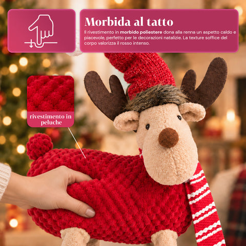 Rena natalícia grande de 63 cm em peluche macio – decoração de Natal com patas pesadas | 4 cores
