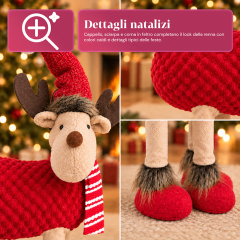 Rena natalícia grande de 63 cm em peluche macio – decoração de Natal com patas pesadas | 4 cores