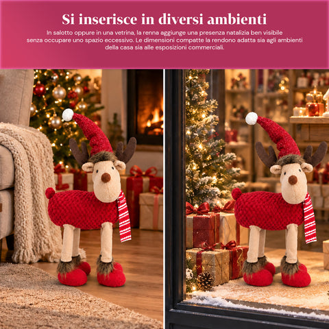 Rena natalícia grande de 63 cm em peluche macio – decoração de Natal com patas pesadas | 4 cores