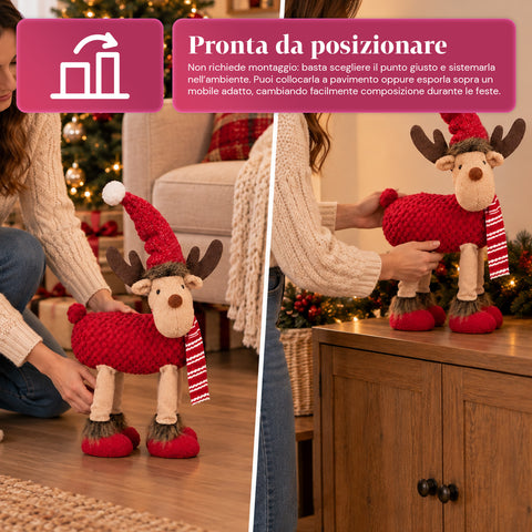 Rena natalícia grande de 63 cm em peluche macio – decoração de Natal com patas pesadas | 4 cores