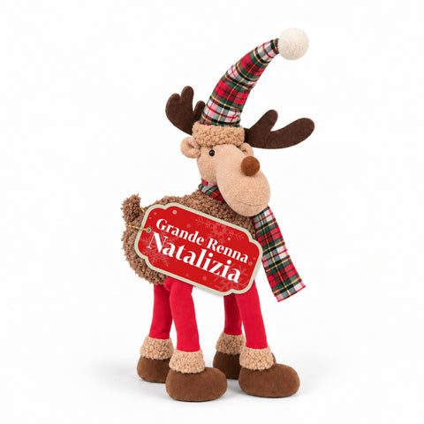 Rena natalícia grande de 63 cm em peluche macio – decoração de Natal com patas pesadas | 4 cores