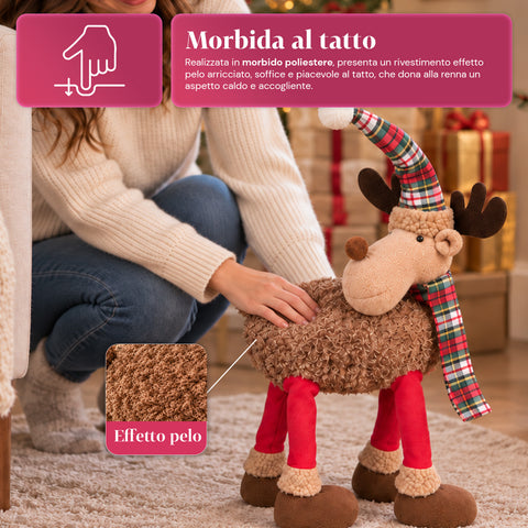Rena natalícia grande de 63 cm em peluche macio – decoração de Natal com patas pesadas | 4 cores