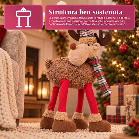 Rena natalícia grande de 63 cm em peluche macio – decoração de Natal com patas pesadas | 4 cores
